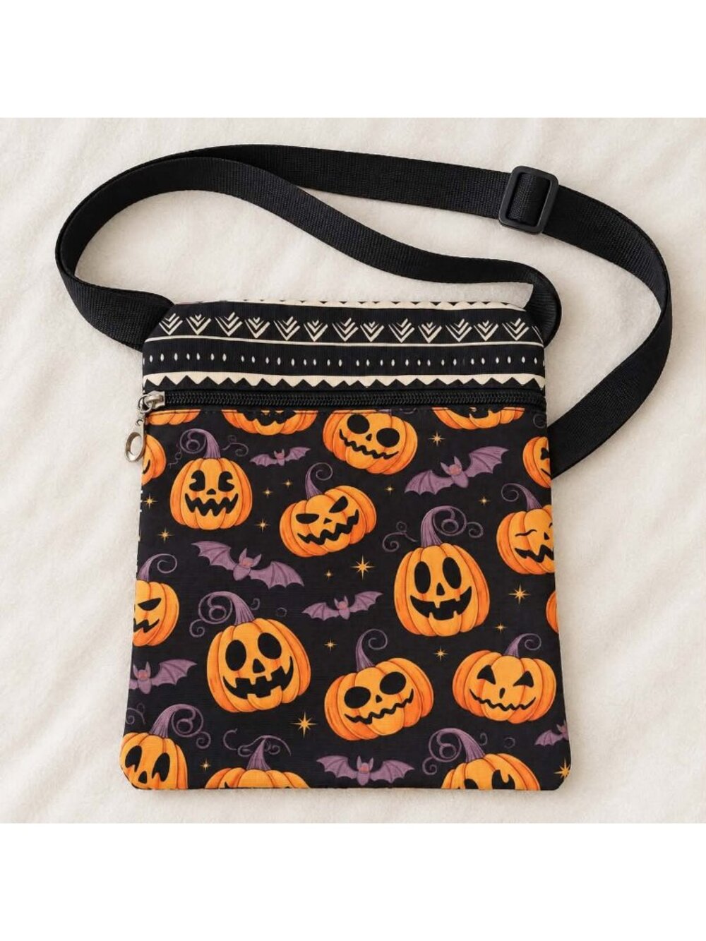 Halloween Pumpkin and Bat Crossbody Phone Bag